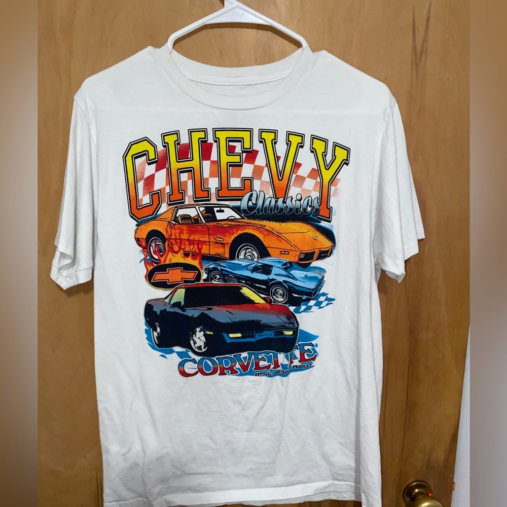 White race tee; size medium
